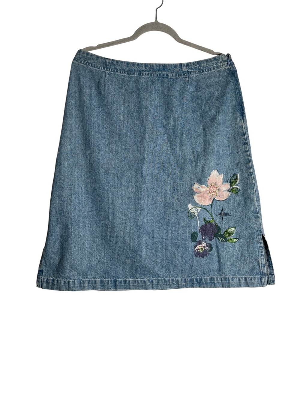 Christopher & Banks‎ Embroidered Denim Skirt Size 10